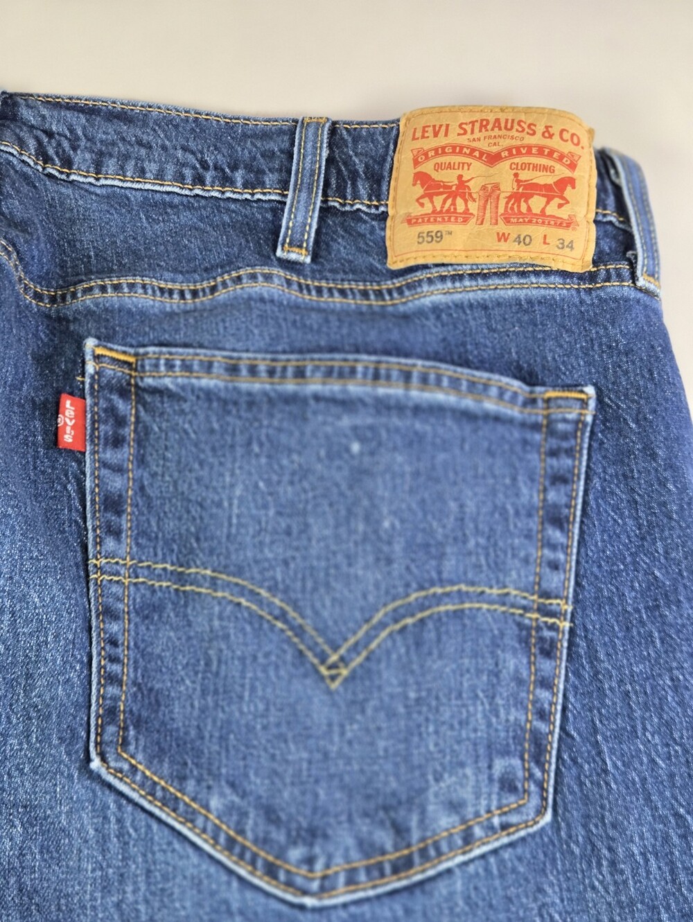 Levi's 559 Relaxed Straight Leg Jeans Blue Denim Men's Size 40x34 - Picture 6 of 10